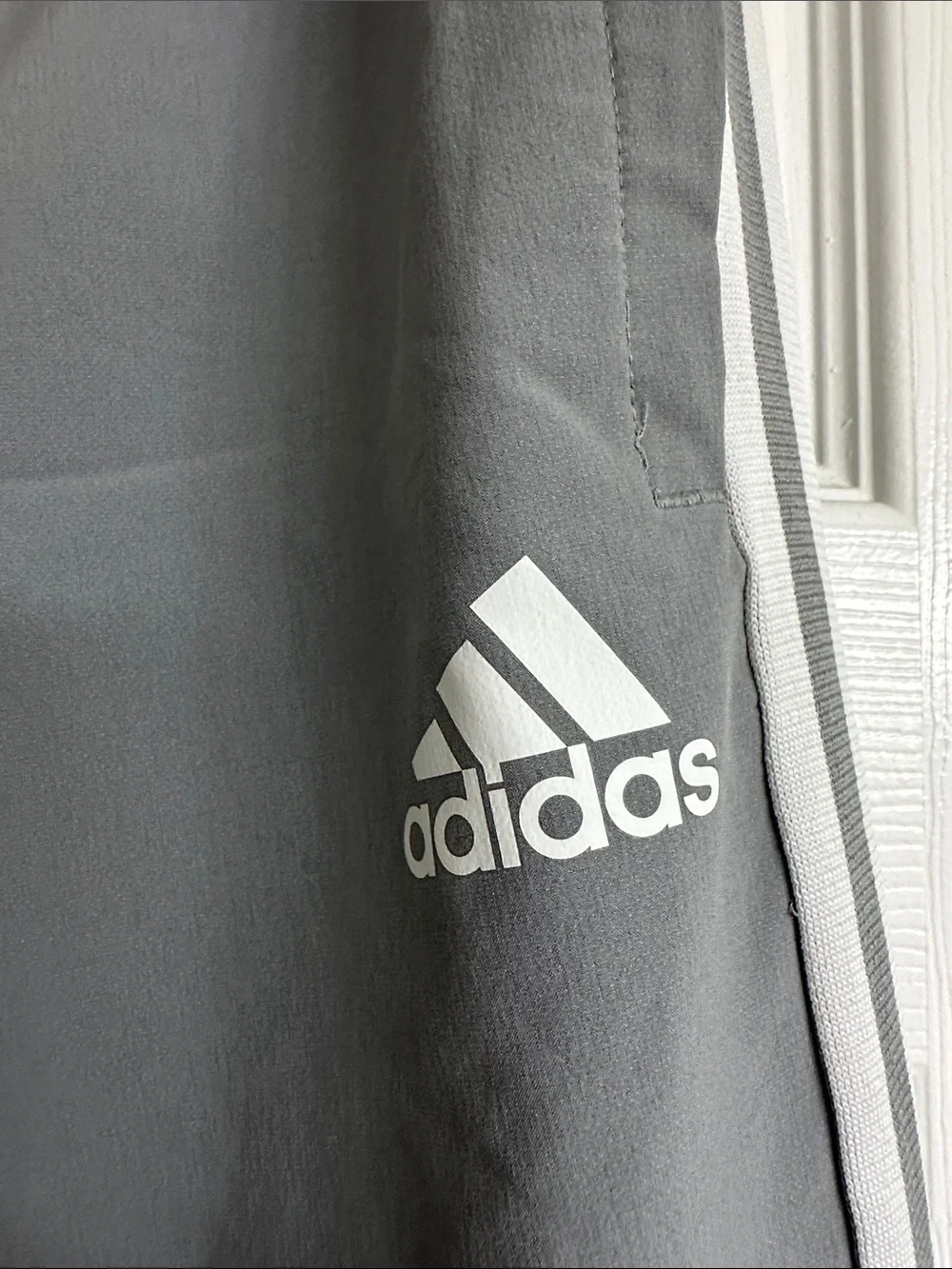 adidas Kids Gray Joggers with White Stripes